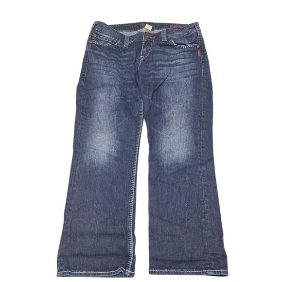 Silver‎ Jeans Santorini Cropped Pants Dark Wash Womens 32 Short Capri Denim - Picture 2 of 9